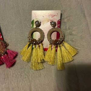 Lilly Pulitzer Cream and Yellow Tassel Earrings